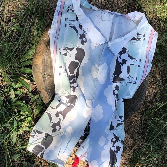 ~handmade patchwork cow and farm animal print collared crop top~ - Picture 3 of 7